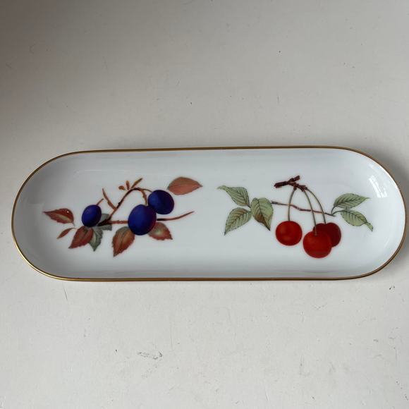 EVERHAM ROYAL WORCESTER Olive or Candy Dish 9" Gold Trimmed Berries England - Picture 12 of 12